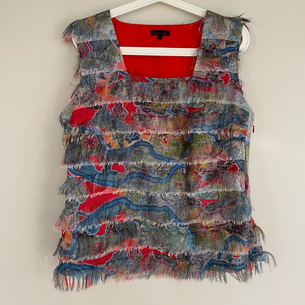 Adventures des Toiles fringe sleveless top